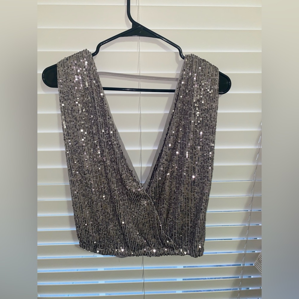 Silver Sequin Top